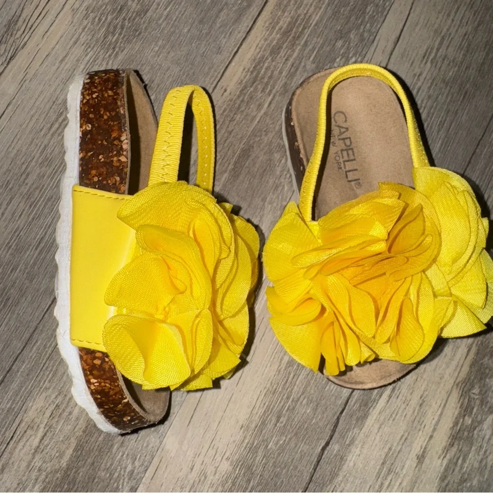 Capelli of New York Yellow Floral Kids Sandals